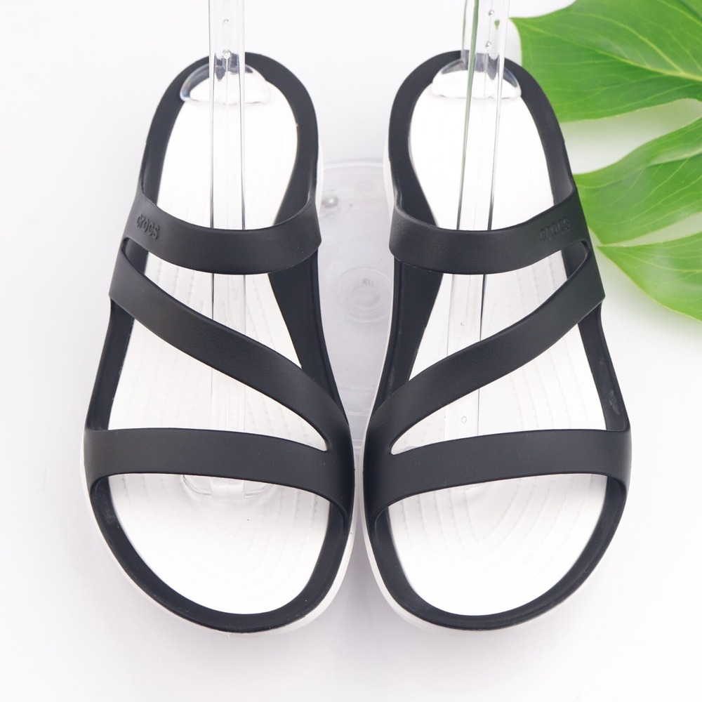 Crocs Shoes Womens Swiftwater Sandal Size 11 Black Slide Strappy Slip On Comfort